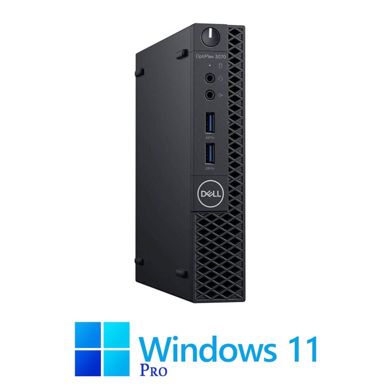 Mini Calculatoare Dell OptiPlex 3070, Quad Core i3-9100T, 16GB DDR4, 256GB SSD, Win 11 Pro